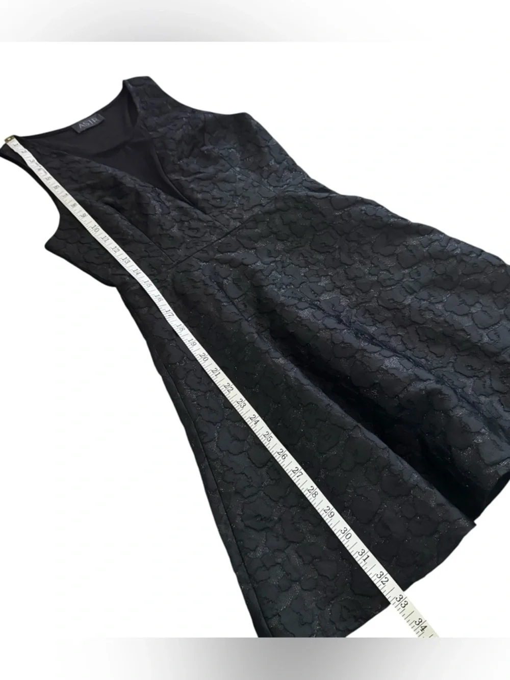 ASTR The Label Black Textured Mesh Fit & Flare Dress Size Small LBD - Picture 10 of 11